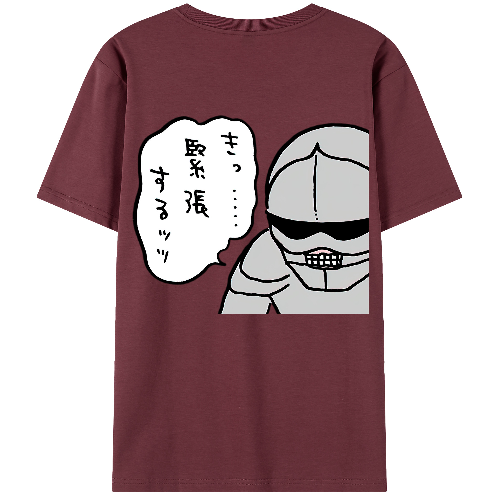 （画像用） ちいかわ 労働の鎧さん Chii-kawa Mr. Armor of Labor 綿100％半袖Tシャツ（背面プリント）